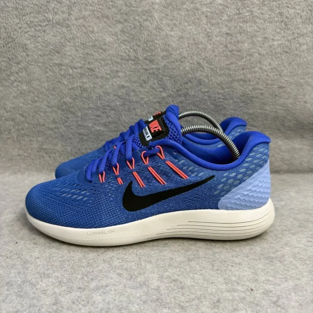Nike Lunarglide 8 Womens Shoes Size 7.5 Blue & White Running Sneakers AA8677-406